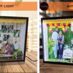 Customized 3D Miniature Wedding and Anniversary Photo Frame with LED Light – Personalized Couple and Family Gift in Handcrafted Synthetic Wooden Box (18Inch)