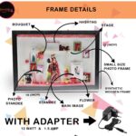 Customized 3D Miniature Wedding and Anniversary Photo Frame with LED Light – Personalized Couple and Family Gift in Handcrafted Synthetic Wooden Box (12x18Inch)