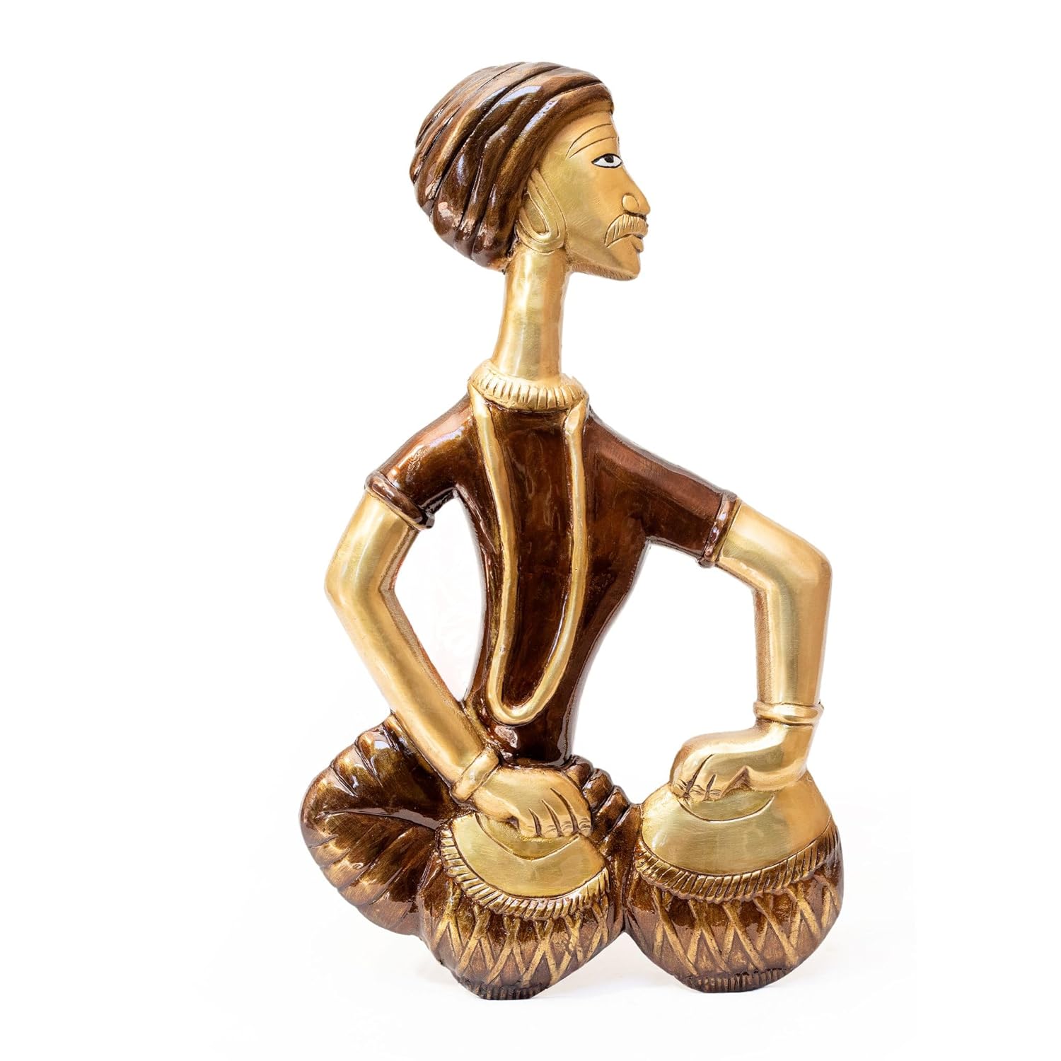 Antique Dhokra Art Brass Tabla Musician Figurine – Tribal Home Decor Showpiece