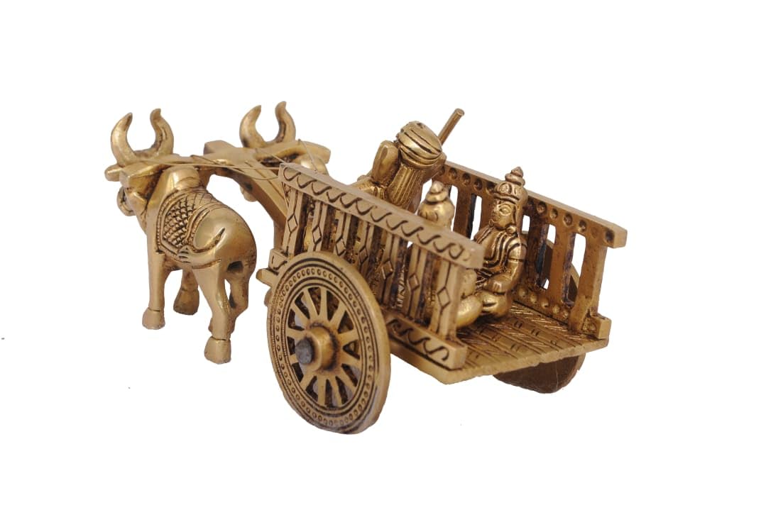 Antique Dhokra Art Lord Ganesha on Bullock Cart – Handcrafted Brass Figurine