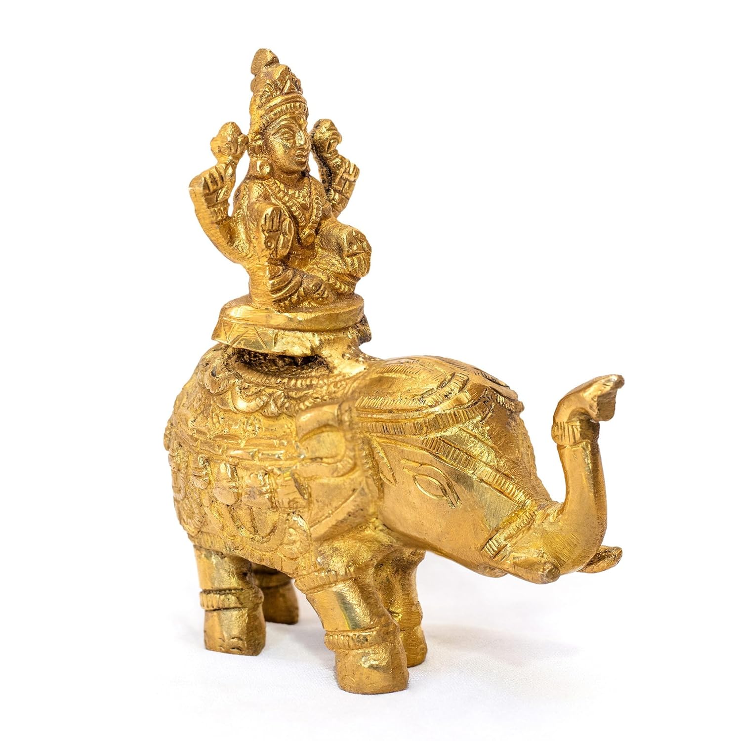 Antique Dhokra Art – Maa Laxmi on Elephant (Brass Figurine)