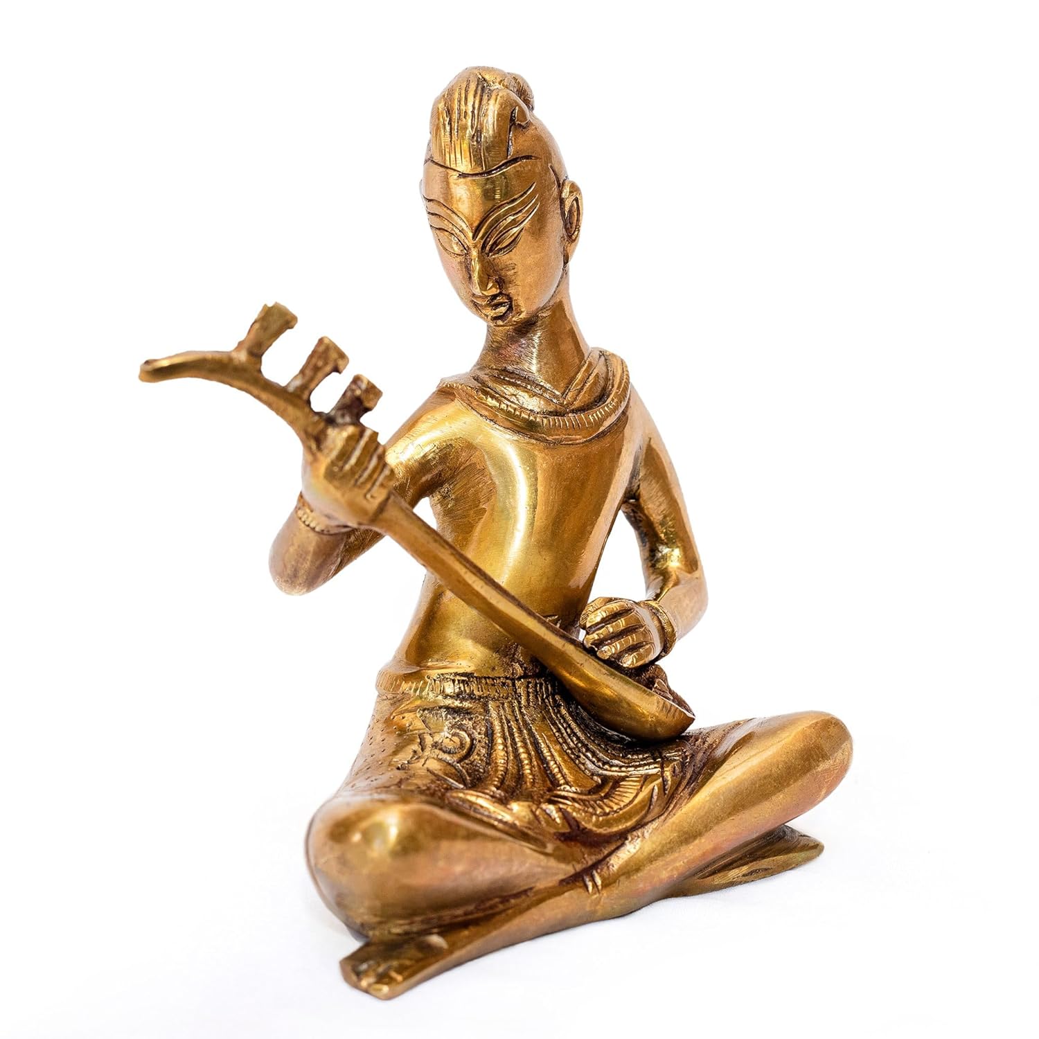 Vintage Brass Musician Statue – Antique Indian Home Decor & Gift Showpiece