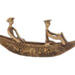 Antique Brass Dhokra Art | Two Men in Boat | Vintage Home Decor Showpiece