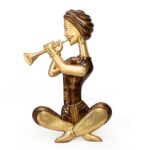 Antique Dhokra Art Brass Musician Figurine – Handcrafted Home Decor Showpiece