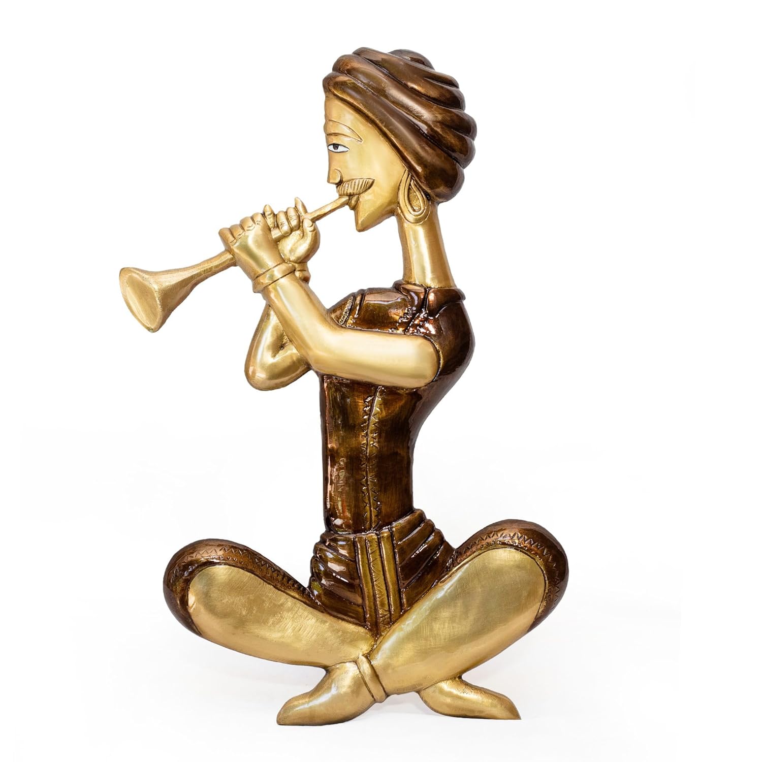 Antique Dhokra Art Brass Musician Figurine – Handcrafted Home Decor Showpiece