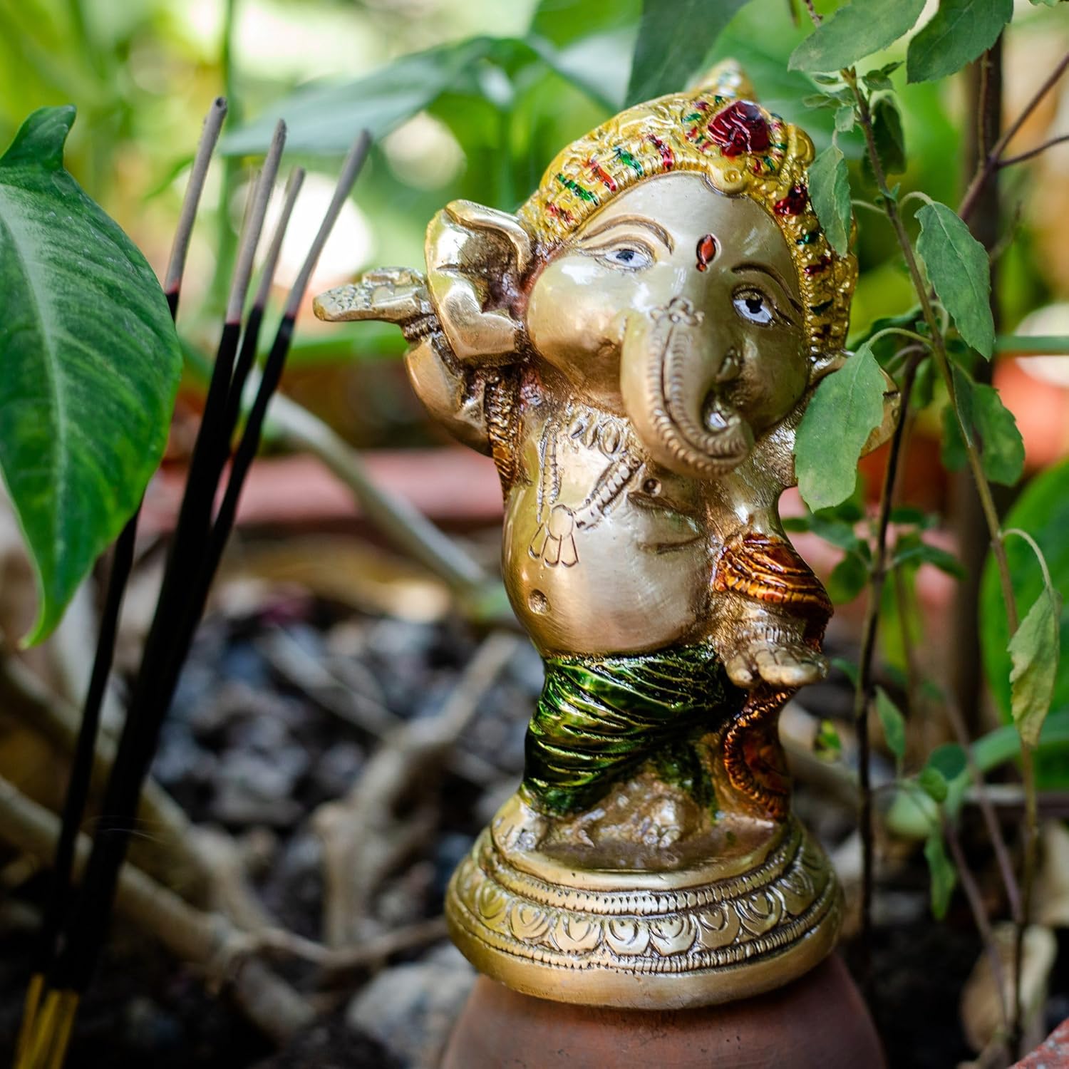 Antique Dhokra Art – Lord Ganesha in Colorful Attire