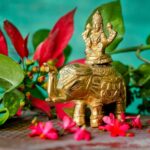Antique Dhokra Art – Maa Laxmi on Elephant (Brass Figurine)