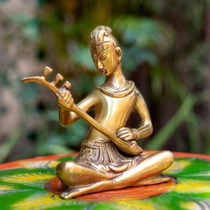 Vintage Brass Musician Statue – Antique Indian Home Decor & Gift Showpiece