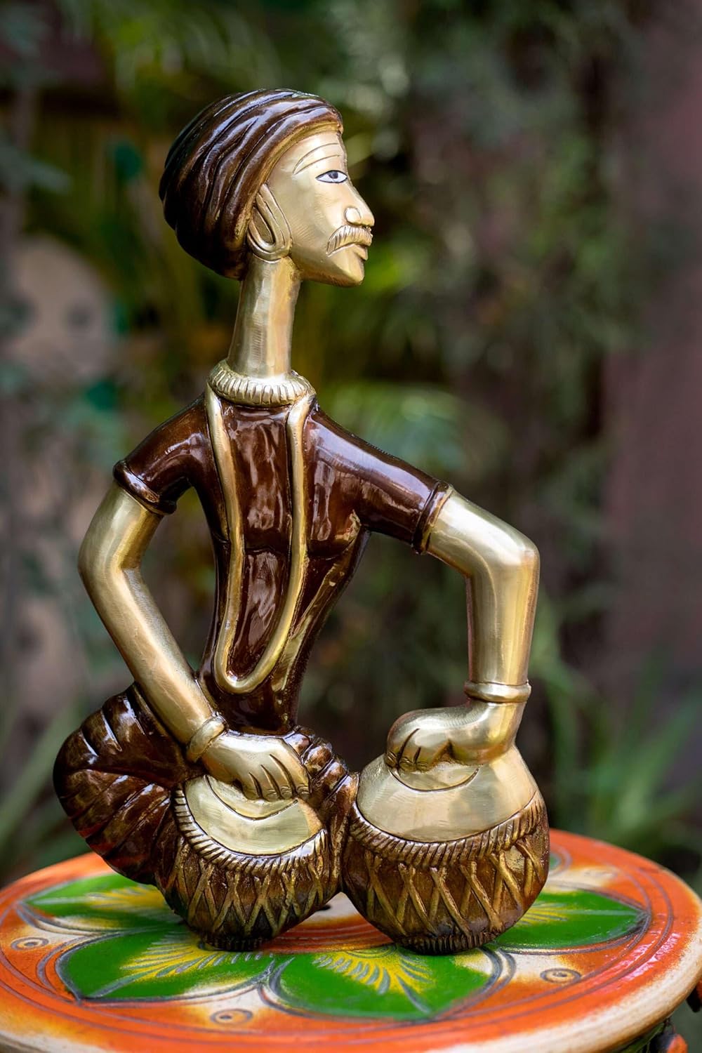 Antique Dhokra Art Brass Tabla Musician Figurine – Tribal Home Decor Showpiece