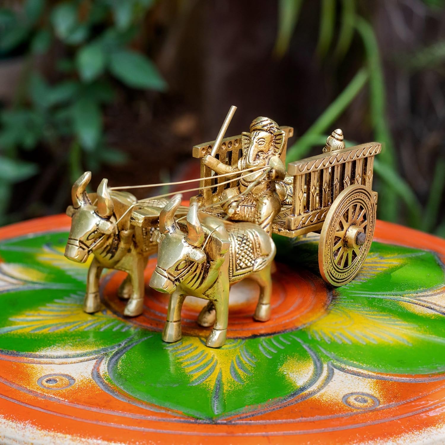Antique Dhokra Art Lord Ganesha on Bullock Cart – Handcrafted Brass Figurine