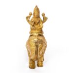 Antique Dhokra Art – Maa Laxmi on Elephant (Brass Figurine)