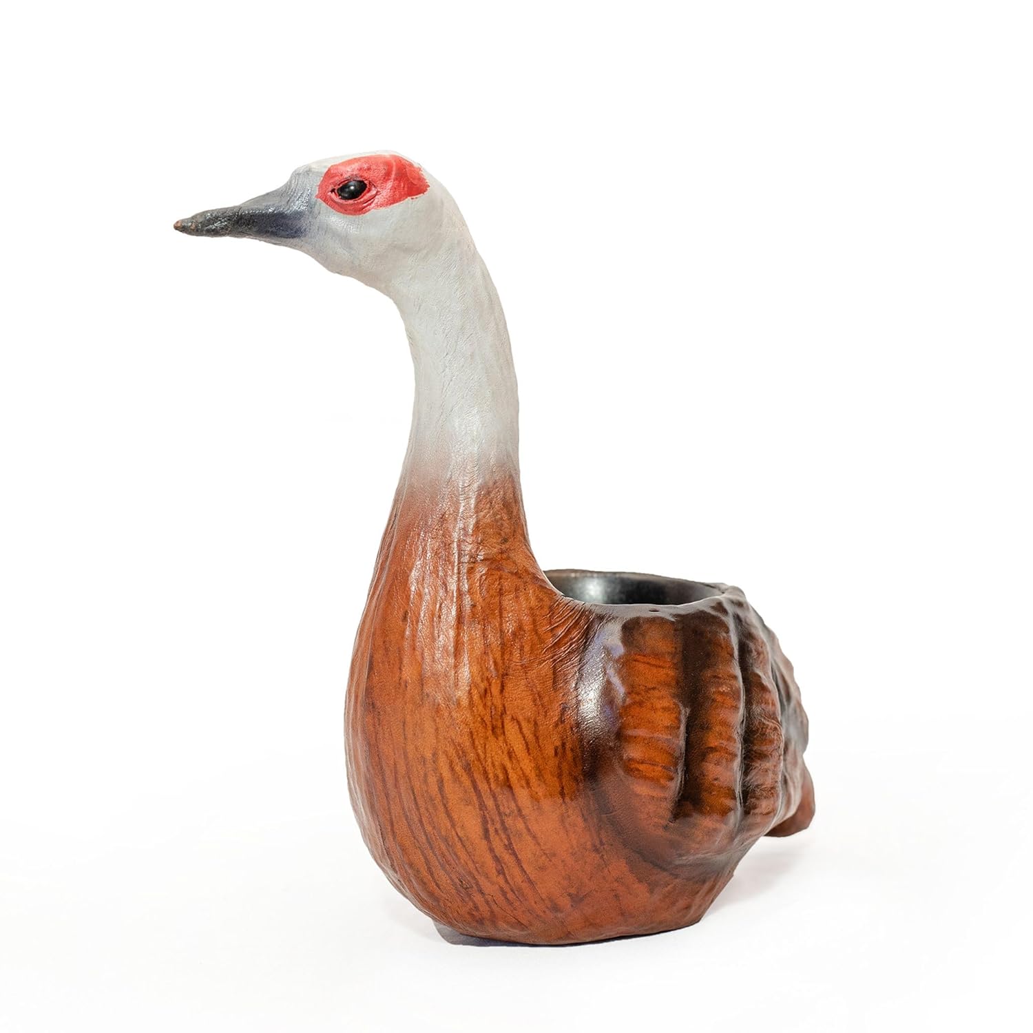 Antique Pure Leather Swan Pen Stand – Handcrafted Desk Organizer