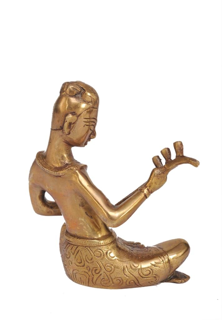 Vintage Brass Musician Statue – Antique Indian Home Decor & Gift Showpiece