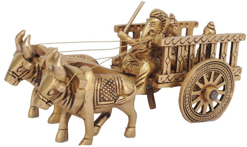 Antique Dhokra Art Lord Ganesha on Bullock Cart – Handcrafted Brass Figurine