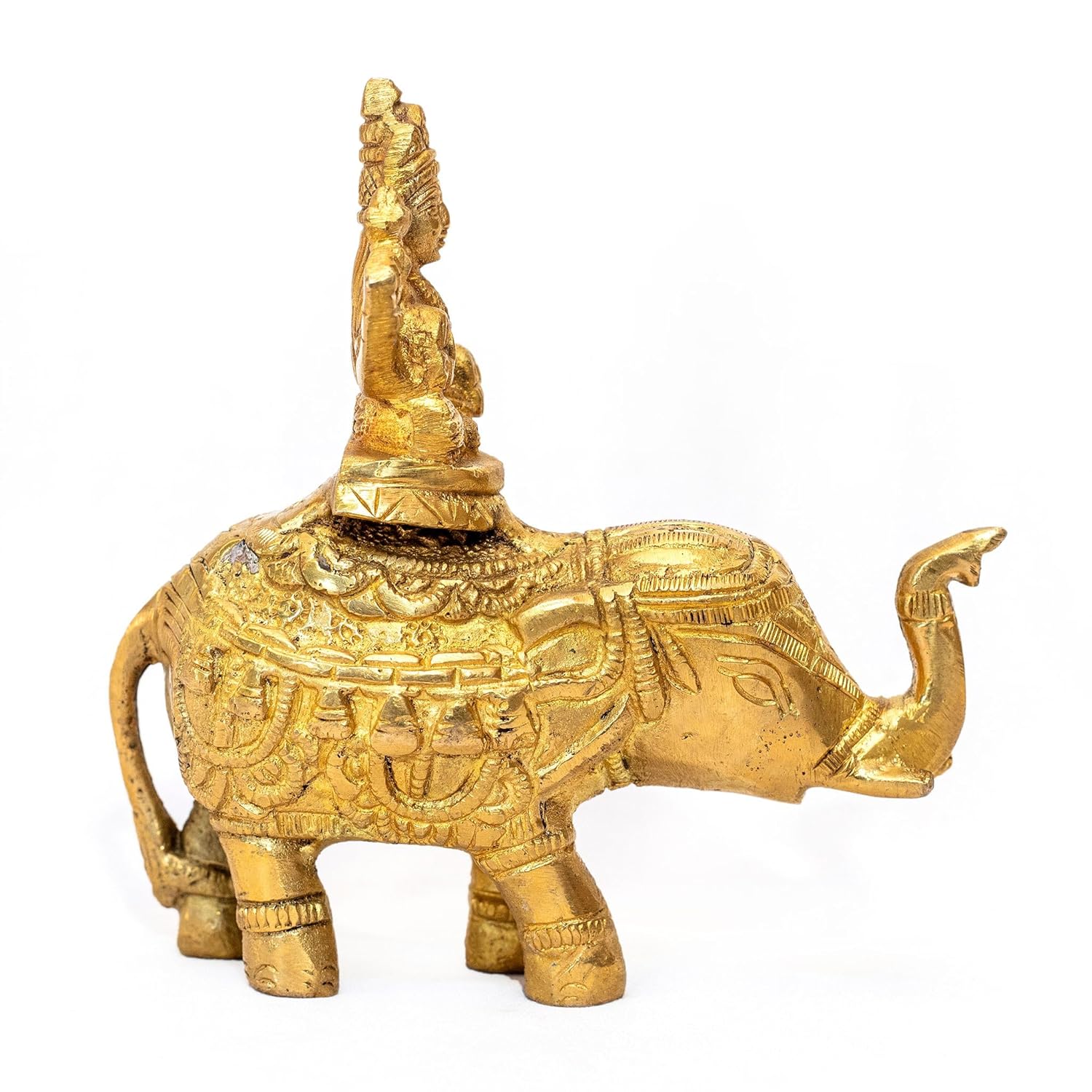 Antique Dhokra Art – Maa Laxmi on Elephant (Brass Figurine)