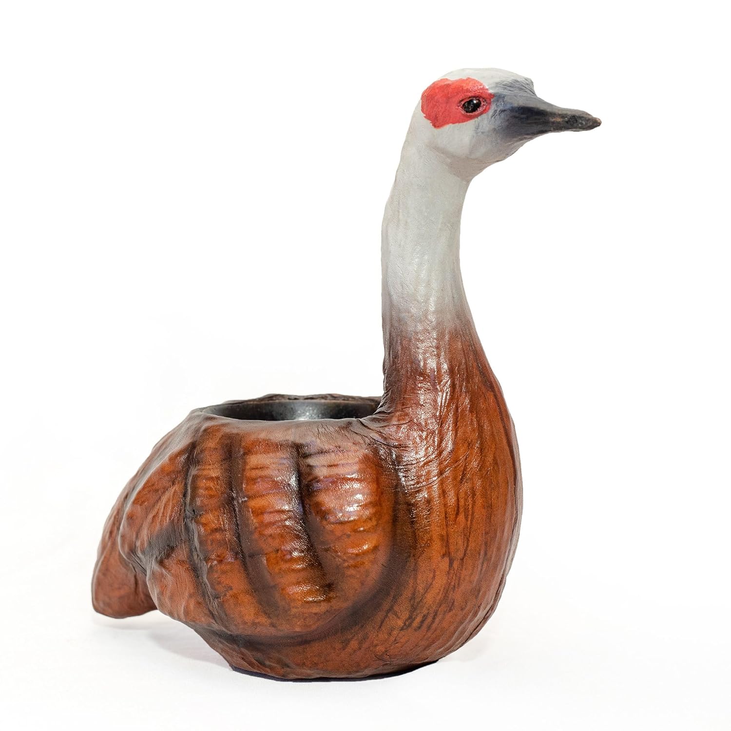 Antique Pure Leather Swan Pen Stand – Handcrafted Desk Organizer