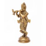 Antique Brass Lord Krishna Statue with Flute – 6.69 inch